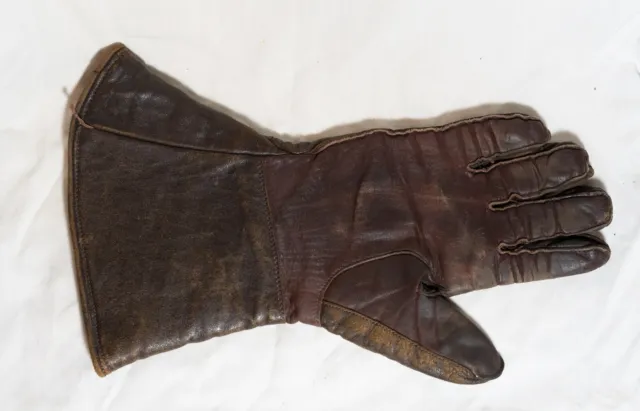 Original Vintage 1950's 60's  Leather Gauntlet Motorcycle Gloves