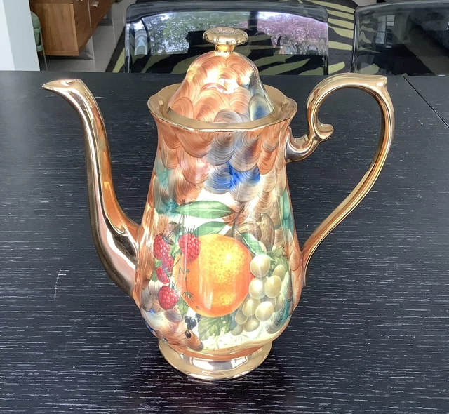 Hose Street Pottery Tunstall Coffee Pot Fruit Decoration