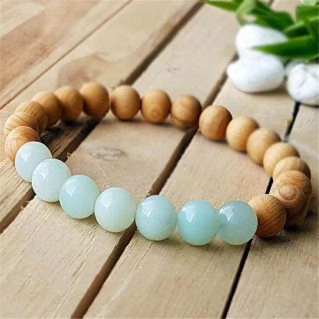 8mm Natural Amazonite Beads Handmade Bracelet 7.5inch Healing Chakra Religious