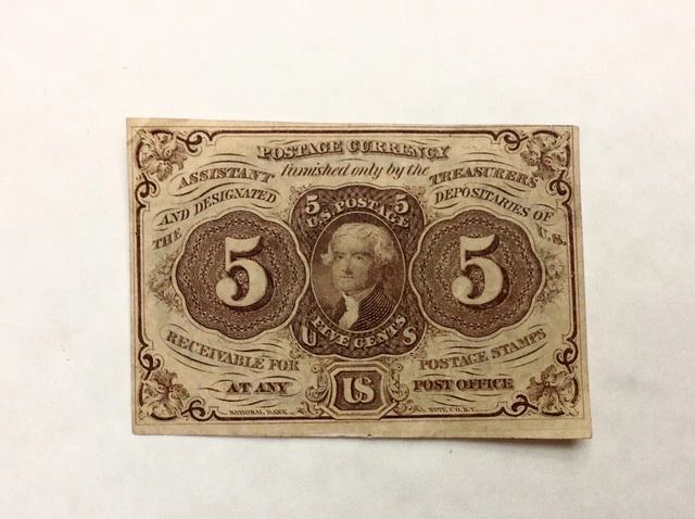 ~ Fr 1230 5 Cents First Issue Fractional Currency Note - With Abc Monogram