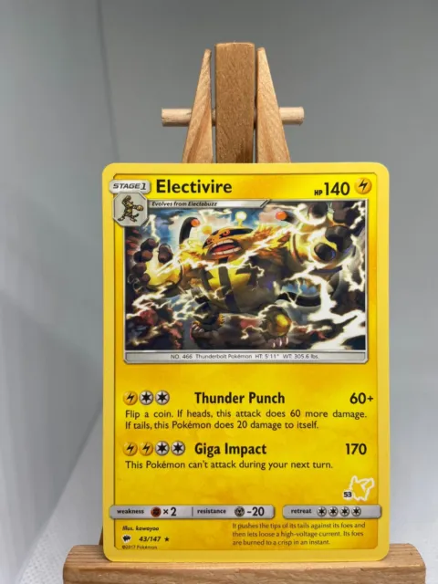 Electivire - Rare Pikachu Stamped - 43/147 Burning Shadows - MINT - Pokemon
