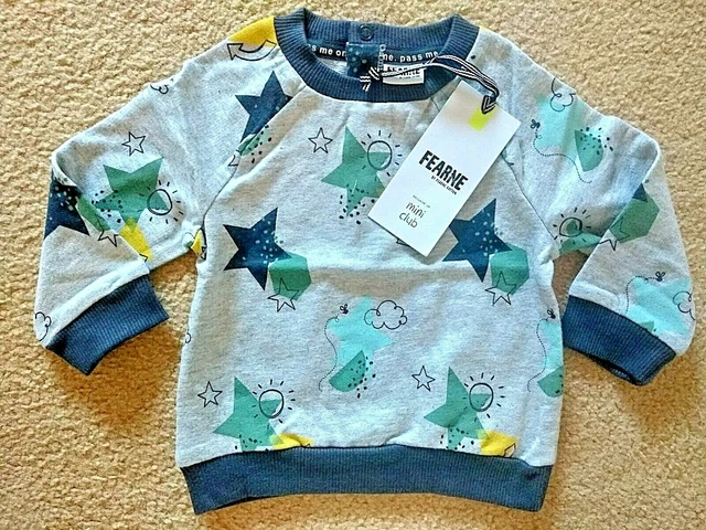 Fearne cotone~Mini Club~Felpa a maniche lunghe da ragazzo~NUOVO!!Newbaby 0-3
