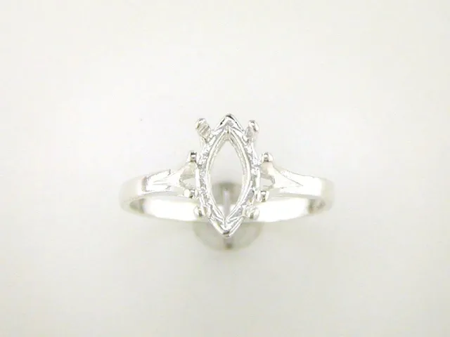 Marquise Split Shank Solitaire Ring Setting Sterling Silver