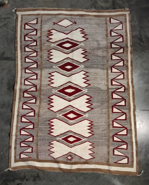 Vintage Wool Navajo / Native American Blanket / Rug - 64"x86" inches