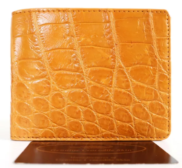 Authentique Crocodile Cuir Ventre Peau Hommes Bifold Portefeuille 10 Cartes...