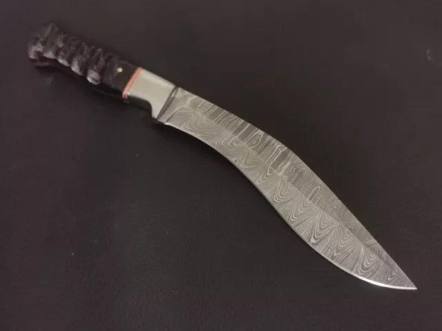 11" Custom Hand Made Damascus Steel Kukri Knife Horn Handle W/Sheath 8361