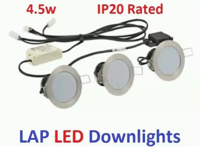 3 x Downlight LED in Bürste Chrom, Strahler Küche Wohnzimmer £9,99