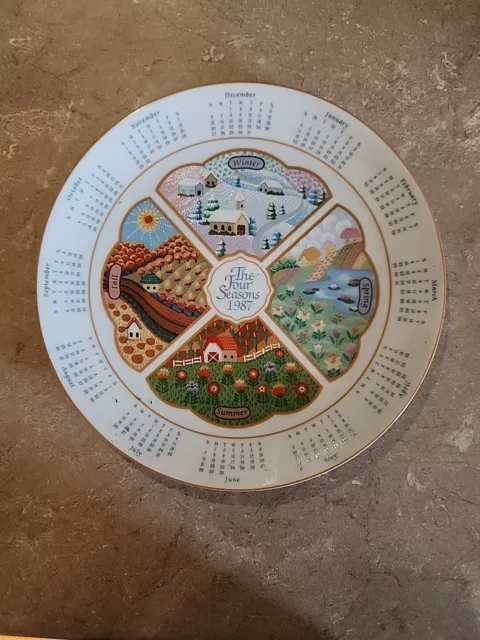 Vintage Avon 1987 The Four Seasons Calendar Plate Collectible Avon Plate