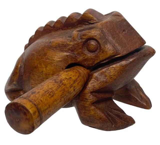 Frog Croaking Wooden Musical Percussion Instrument Handcraft Wood Toy Figure