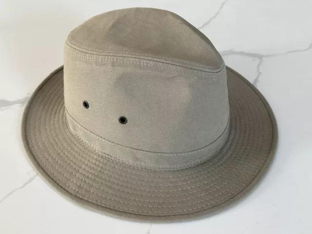 Men's Stetson Cotton Tan Fedora Hat Size LARGE - GREAT Condition! 2