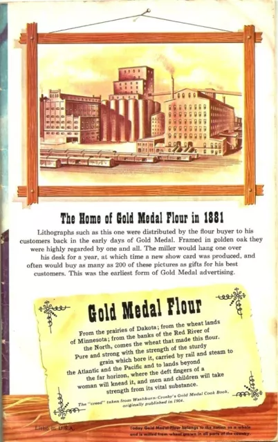 Gold Medal Flour 1881 - 1955 Cookbook Recipes Color Advertising Historical Facts