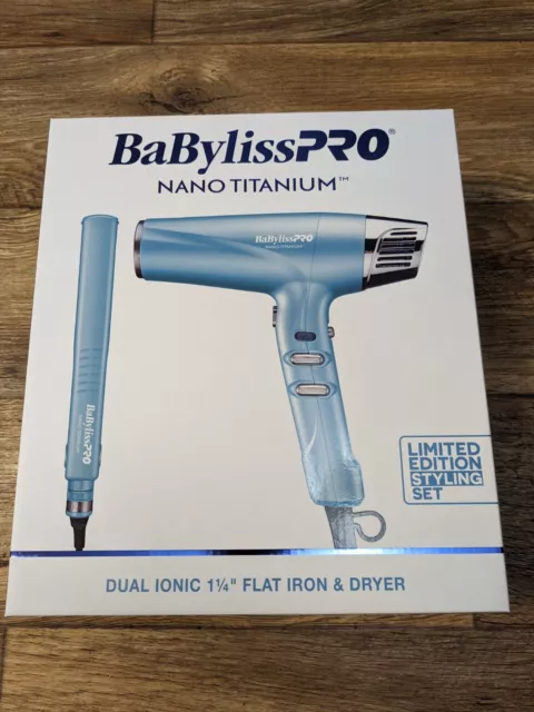 *Free Shipping*Babyliss Pro Nano Titanium Dual Ionic 1 1/4 Flat Iron & Dryer Set