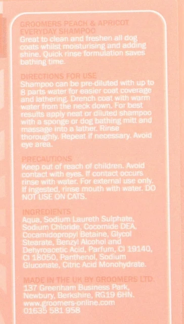Groomers Peach & Apricot professional Dog Shampoo 2.5L, orange 2.5L 2