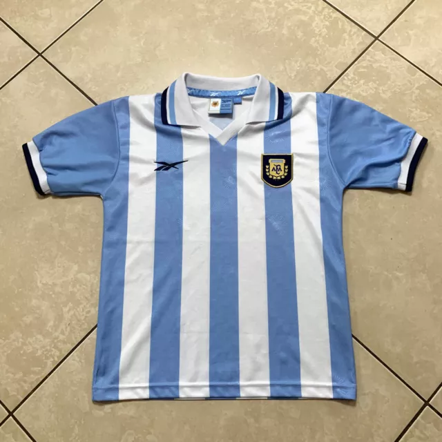 Vintage 90s REEBOK Argentina AFA National Team Soccer Futbol Jersey Youth L (12)