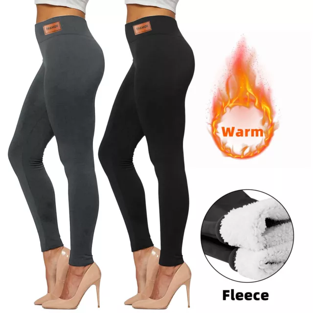 Women Winter Thick Warm Fleece Lined Blend Thermal Stretchy Leggings Long Pants 3