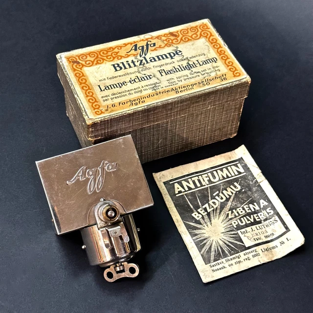 1920 Lámpara De Flash Agfa Luz De Polvo Flash Lámpara Fotográfica Alemania