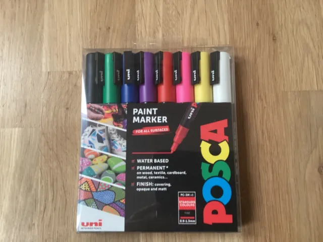 Uni POSCA PC-3M Art Paint Markers Midnight Tones Set of 8 in Gift