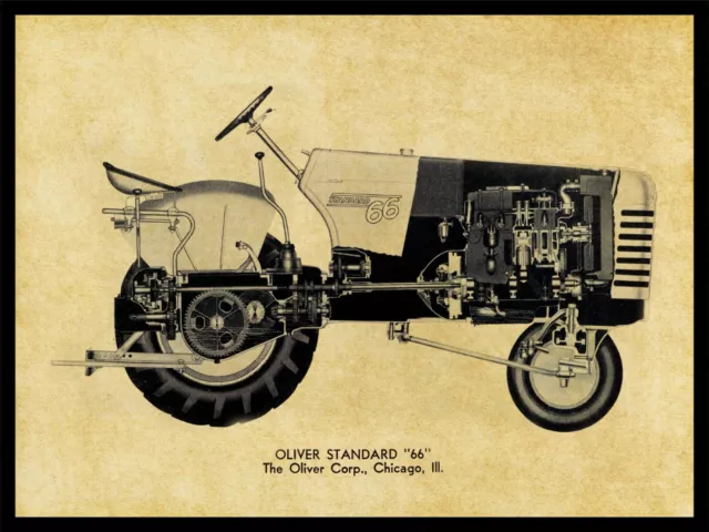 Oliver Tractors NEW Metal Sign: Model Standard 66 Schematic Cutaway View