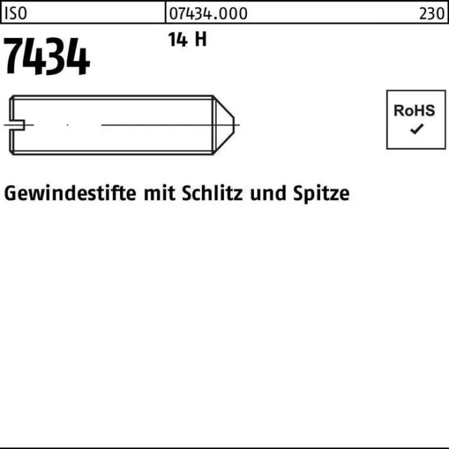 Gewindestift ISO 7434 m.Spitze/Schlitz M 8 x 16 14 H