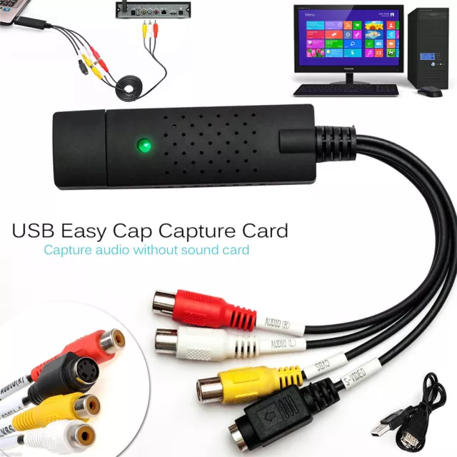 USB 2.0 Audio Video VHS VCR TV to DVD Converter Capture Card Device Adapter  US