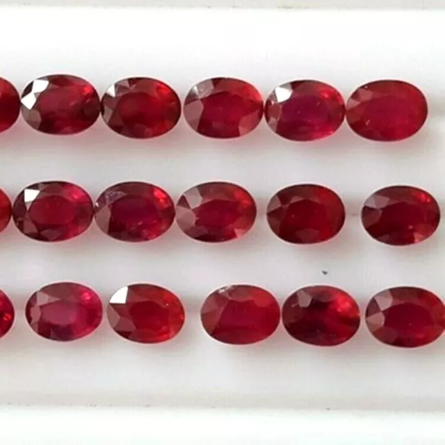 Vente en Lot 5x4mm Ovale Facette Naturel Mozambique Rubis Desseré Calibré Gemme