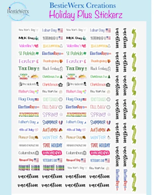 PLANNER STICKERS – PREMIUM GLOSSY – 6.75"x9.25" UPDATED HOLIDAY PLUS
