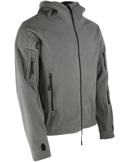 Giacca Pile con cappuccio Maglione felpa softair militare invernale uomo grigio 2