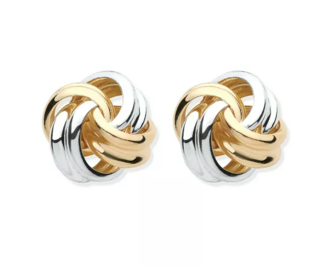 9Ct Gold Celtic Love Knot Stud Earrings - Multi Tone Gold - Solid 9K Gold