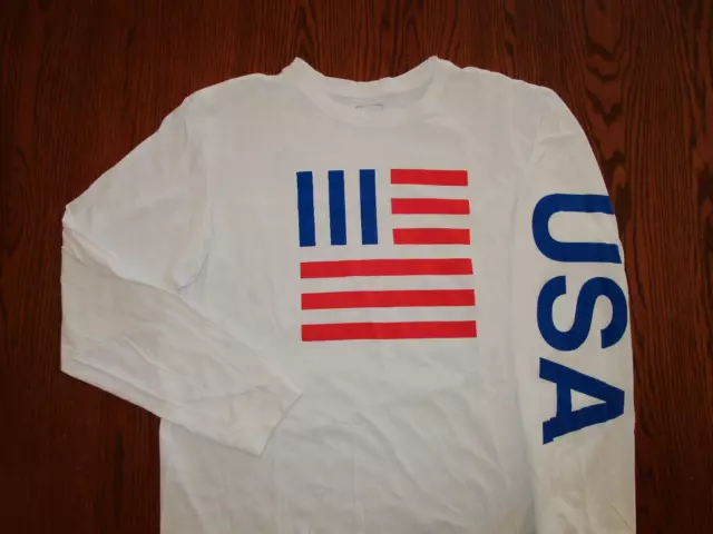 The North Face Long Sleeve White Usa Flag T-Shirt Mens Xl Excellent Condition