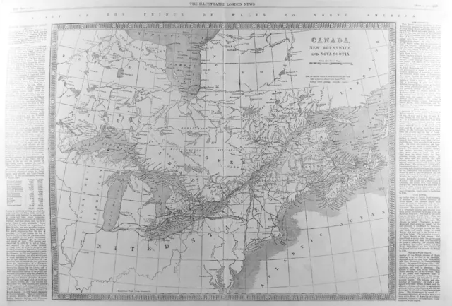 OLD ANTIQUE MAP CANADA NEW BRUNSWICK NOVA SCOTIA NORTH AMERICA c1860