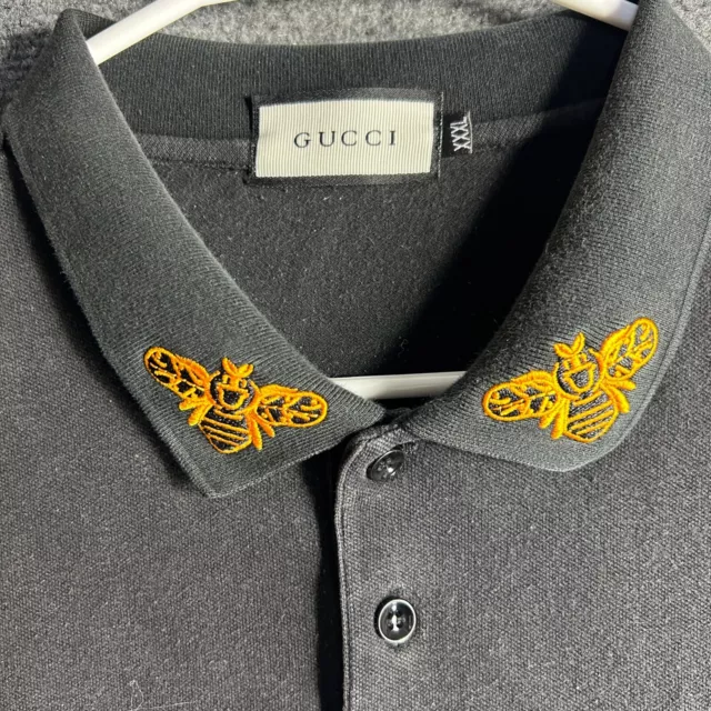 GUCCI Bee Embroidered Polo Shirt   Men's Size XXXL Vintage Navy Blue 3