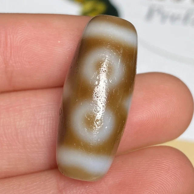 Brown Ancient Tibetan DZI Beads Old Agate Lucky 3 Eye Totem Amulet Pendant GZI