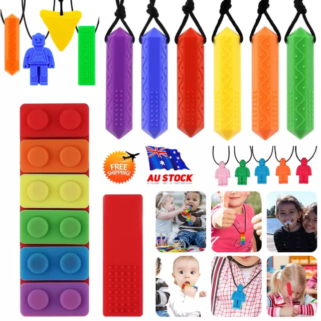 Sensory Chew Necklace Biting Teething Autism ADHD Kids Chewy Stock Baby AU STOCK