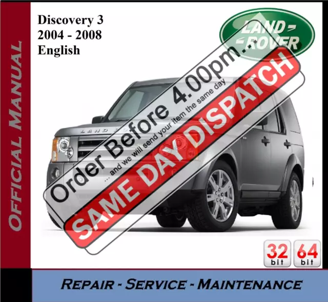 Land Rover Discovery 3 Workshop Service Repair Manual 2004 - 2008 + Wiring on CD