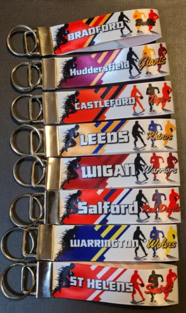 Bradford Leeds St Helens Salford Warrington Style Rugby League Keyring Key Fob