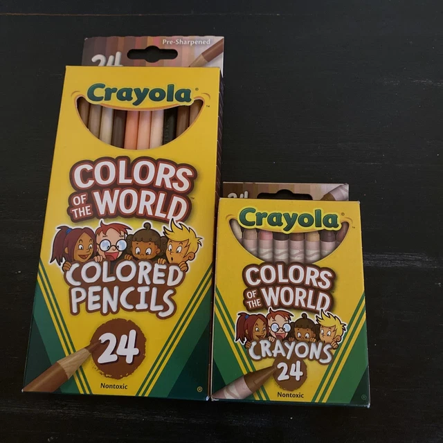 CRAYOLA COLORS OF The World 24 Colored Pencils Lot Of 3 Different Skin