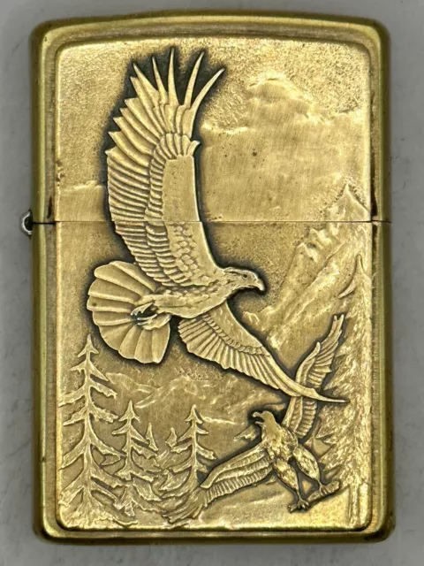 Vintage 2007 Eagle Emblem Brass Zippo Lighter Lightly Used