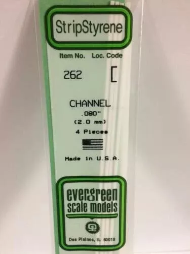 Evergreen Scale Models N.262 Polystyrene Channel 2.0mm (4pcs)