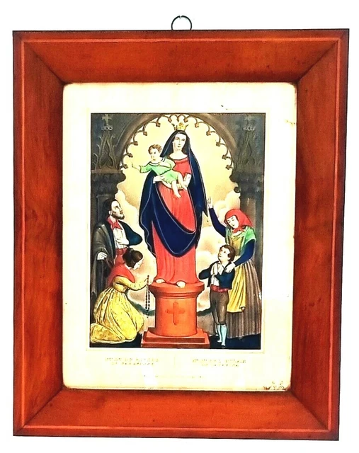 Marienbildnis Biedermeier Bilderrahmen Vintage Rahmen Glas Holz Rückwand (32)