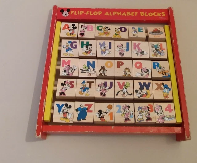VINTAGE DISNEY FLIP Flop Alphabet Blocks Mickey Minnie Mouse Goofy VINTAGE DISNEY FLIP Flop Alphabet Blocks Mickey Minnie Mouse Goofy