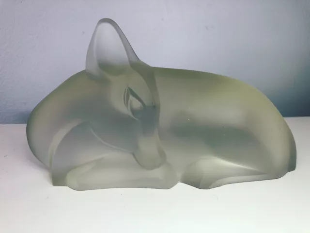 Art Deco Lucienne Bloch Leerdam Satinated Art Glass Lying Deer Figurine