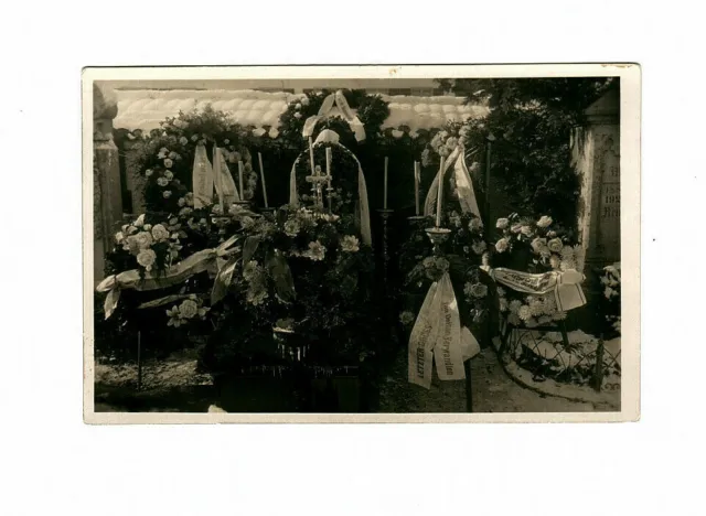 alte s/w Ansichtskarte Fotokarte Friedhof Grab Beerdigung Hiemenhofen ungelaufen