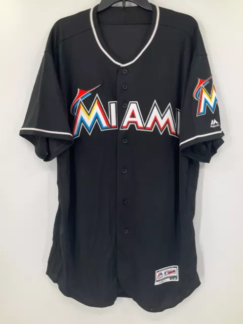 MIAMI MARLINS GAME Used Team Issued Majestic Black Jersey Size:52 $199. ...