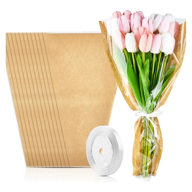 2 x (50 pz forniture per composizione floreale trasparente avvolgimento per matrimonio, San Valentino 2043