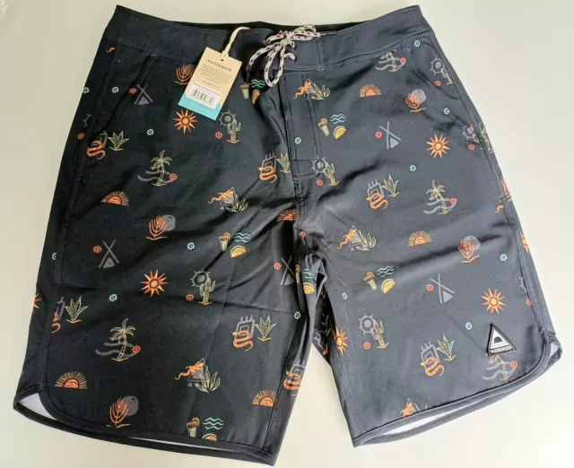 Passenger  Breaks Recycled Boardshort -Taco Time Black Size 34. BNWT RRP £59.95