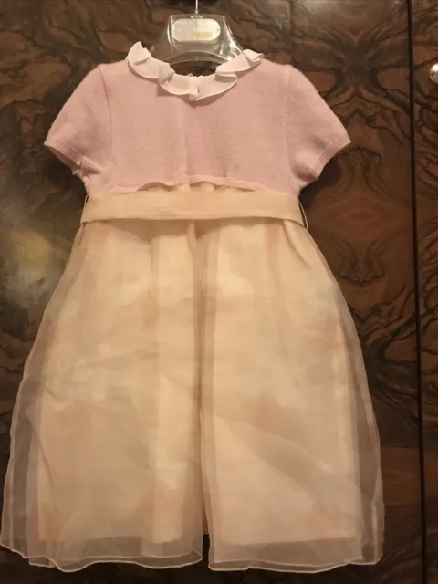 FENDI Baby Mädchen rosa Seide 'Orchidee' Kleid - 24 Monate RPP + £ 450