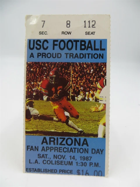 Original 1986 USC vs Arizona State College Football Ticket @ USC 11/14/86