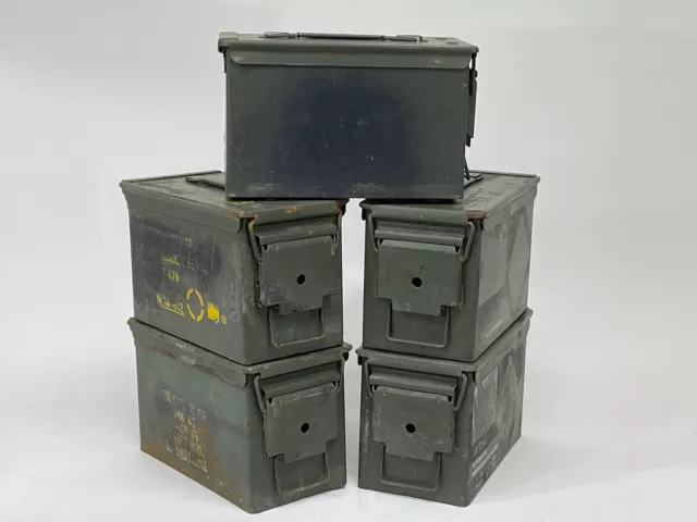 6 PACK Original .50 CALIBER 5.56mm AMMO CAN M2A1 50CAL METAL AMMO CAN BOX  VGC