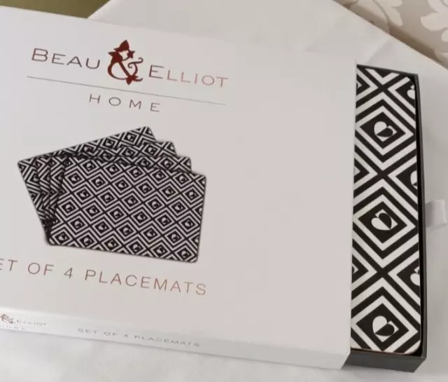 "Beau Elliott Home" Placemats Set of 4  comes with lovely Presentation Box