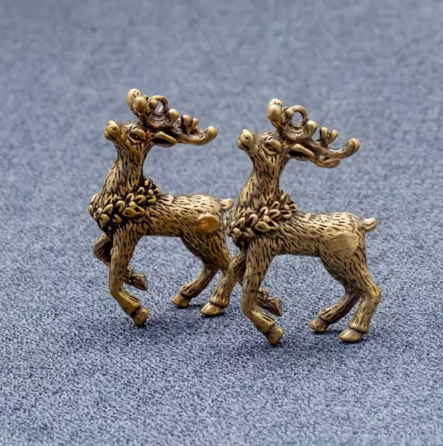 Hirsch Miniatur Messing Bronze Mini Feengarten Deko Statue Figur Geschenk 3